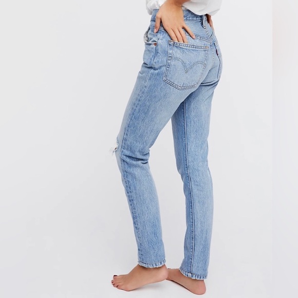 Levi's Premium distressed jeans 501 skinny blue vintage style - Picture 2 of 13